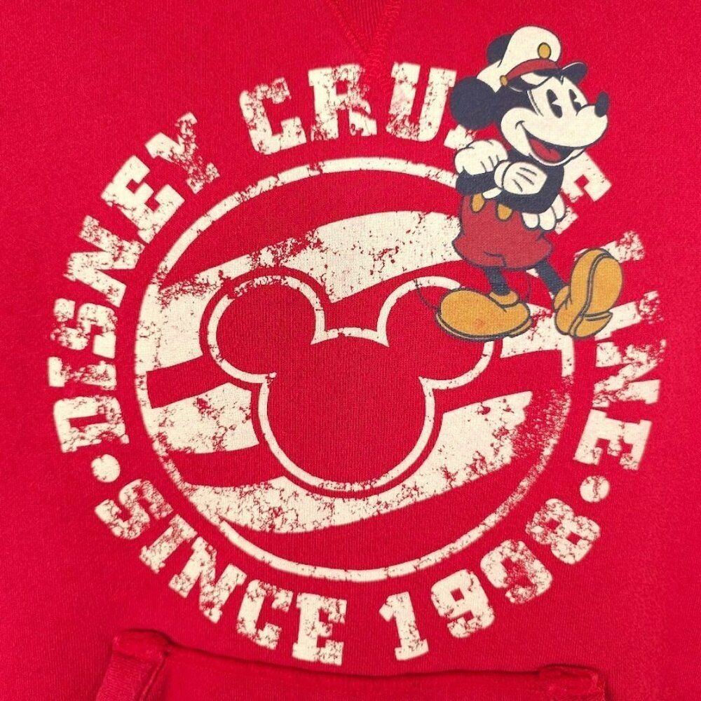 Disney Cruise Line Sweatshirt Hoodie Mens Size Small Red Mickey Mouse Pullover - Picture 3 of 7